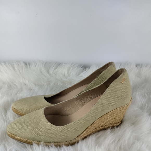 Viscata Rosas Canvas Wedge Pumps - Picture 1 of 5